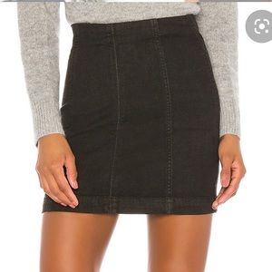 Free People black denim stretchy mini skirt